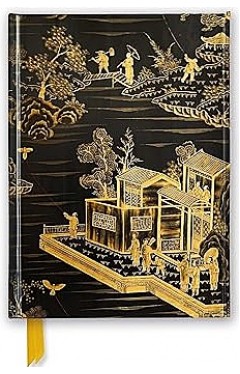 Chinese Lacquer Black and Gold Screen Foiled Journal Flame Tree Notebooks